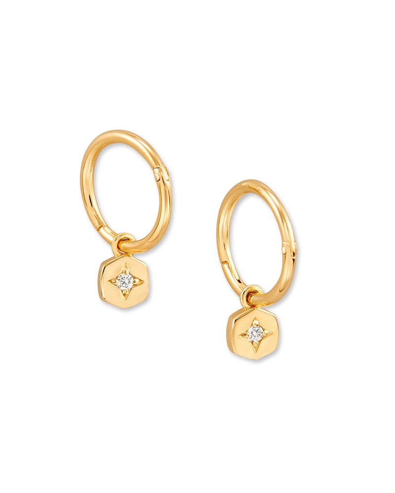 Adanna 18k Yellow Gold Vermeil Huggie Earrings in White Topaz image number 0